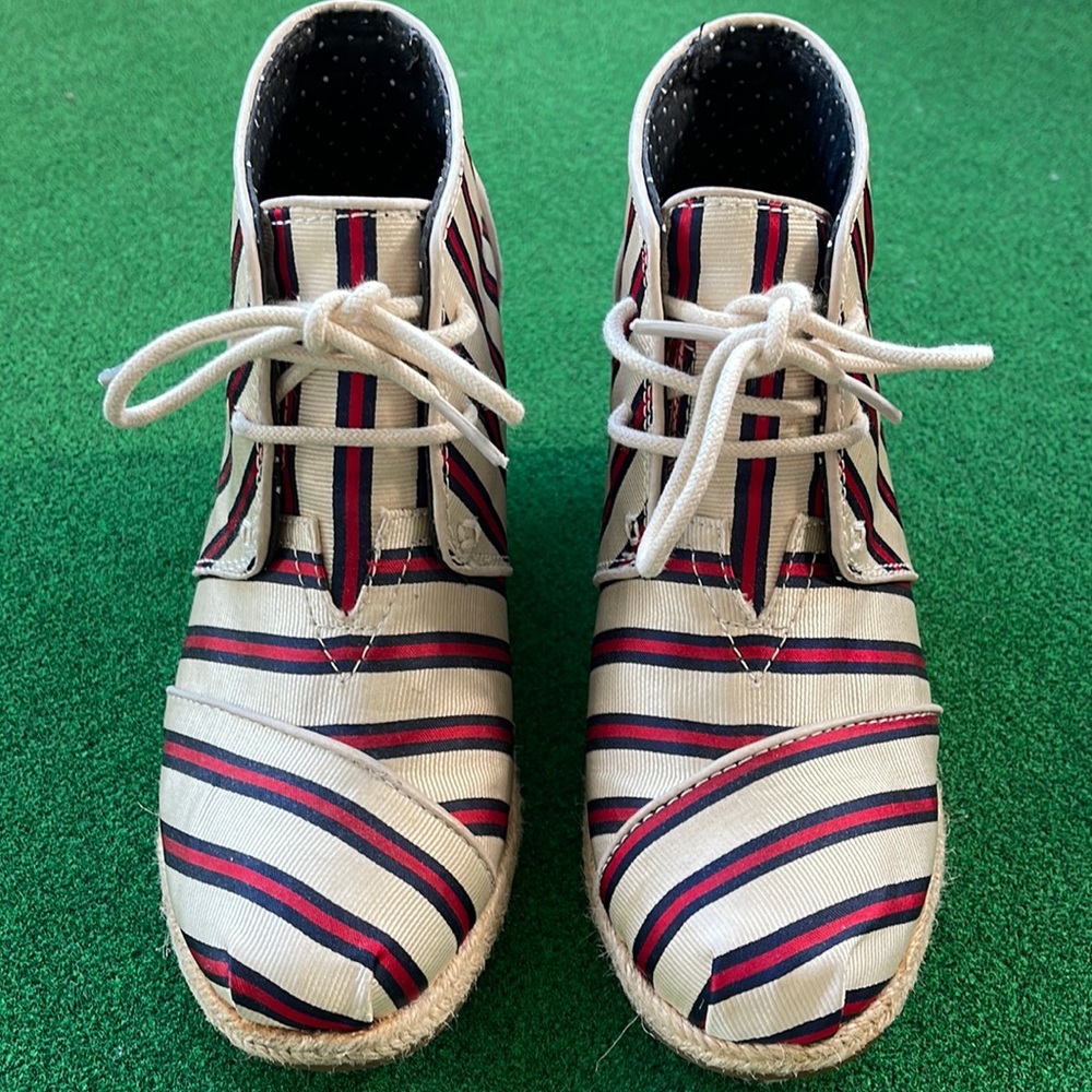 TOMS + Tabitha Simmons Stripped Wedges. Size 7 women’s.